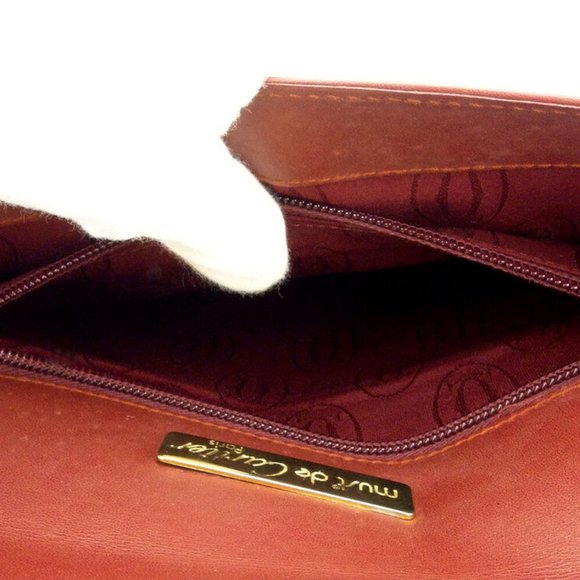 Cartier clutch bag mast line Bordeaux leather Auth used - Picture 5 of 16